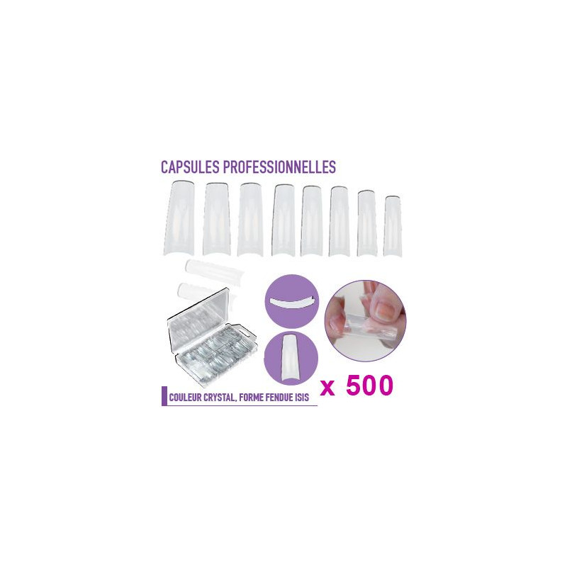 Capsules faux-ongles Crystal forme fendue x500