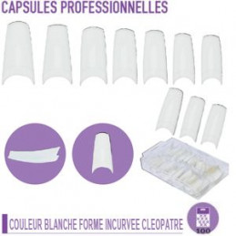 Capsules  professionnelles Faux-ongles forme incurvée blanche
