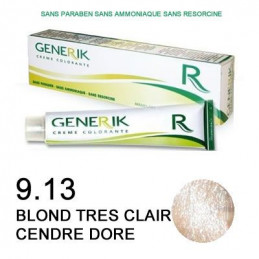 Coloration Generik sans ammoniaque 9,13  Blond très clair cendré doré
