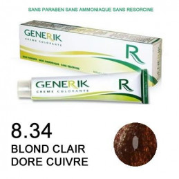 Coloration Generik sans ammoniaque 8,34  Blond clair doré cuivré
