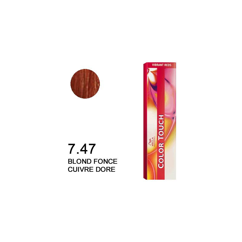 Color touch vibrant reds 7.47  Blond foncé cuivré marron