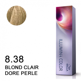 Coloration Illumina color 8.38  blond clair dore perle