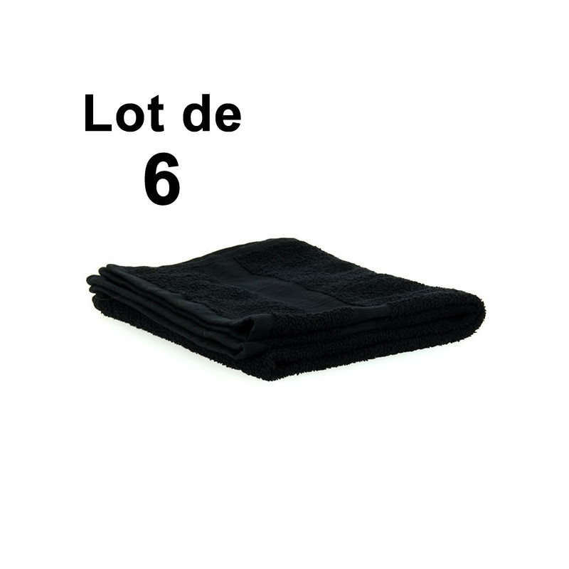 6 x Serviette coiffure coton noire