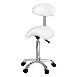 Tabouret esthétique et coiffure selle dossier blanc