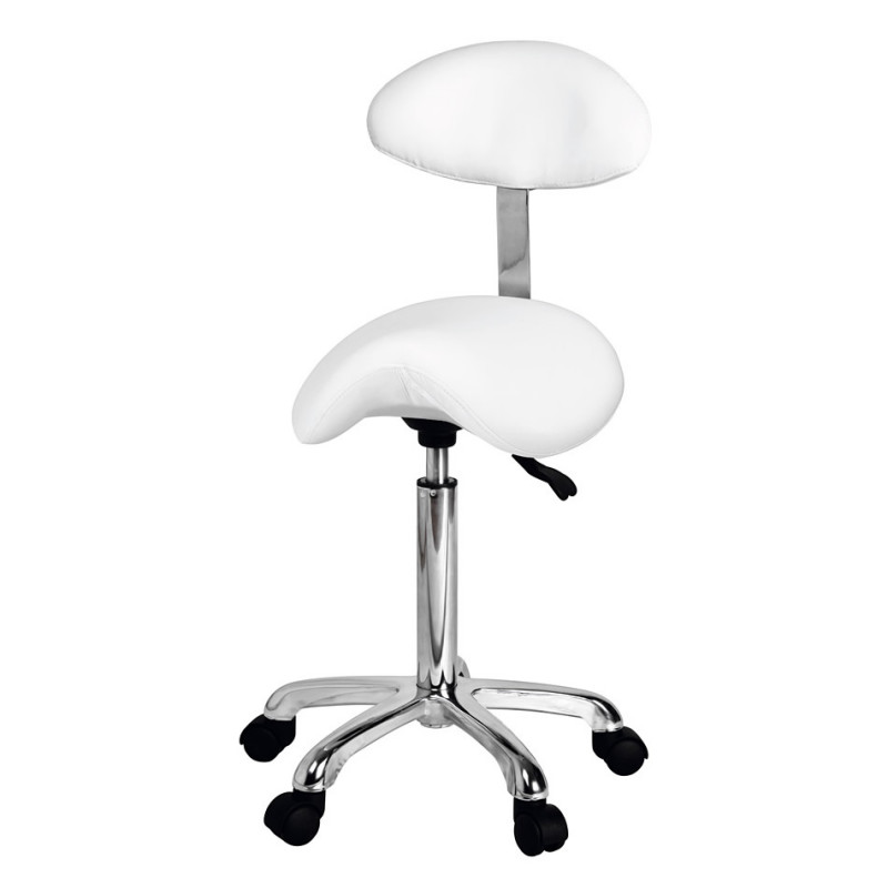 Tabouret esthétique et coiffure selle dossier blanc