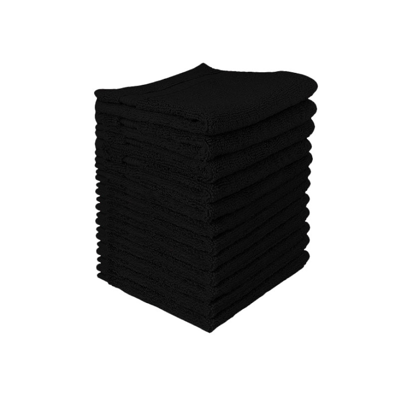 12 x Serviette coiffure coton noire 40*80