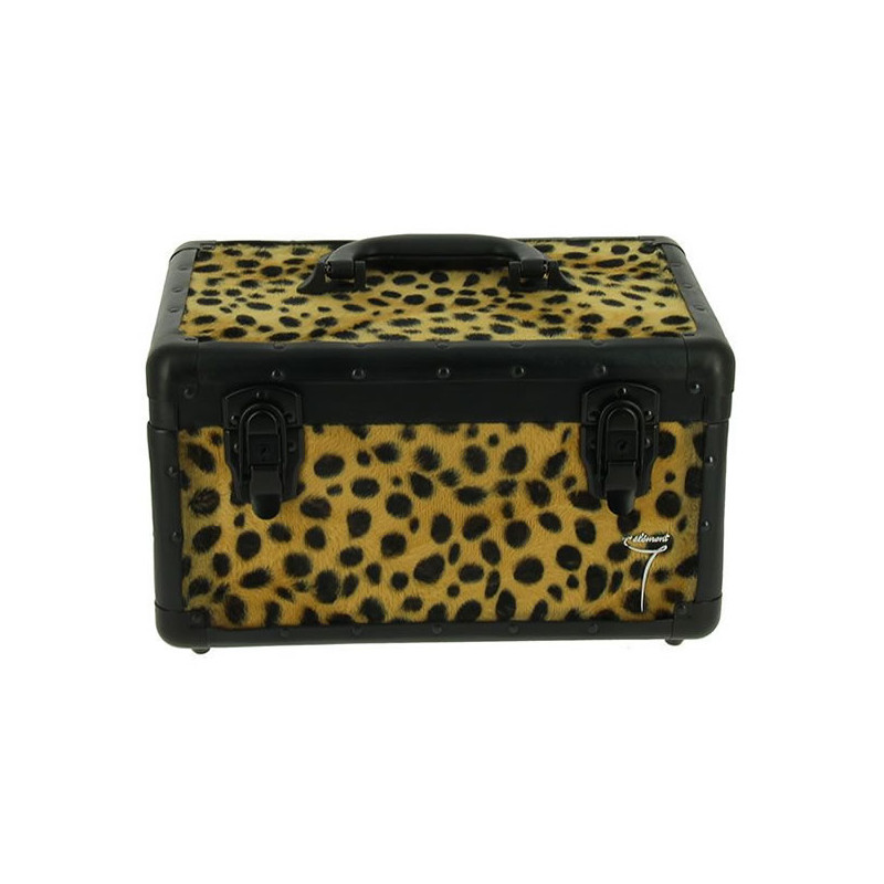 Mallette coiffure esthétique noir et décor léopard