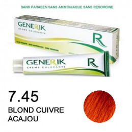 Coloration Generik sans ammoniaque 7,45 Blond cuivré acajou
