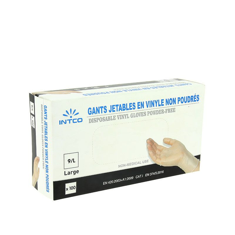 Gants vinyle par 100 - Jetable et Hygiène Taille Large (L)