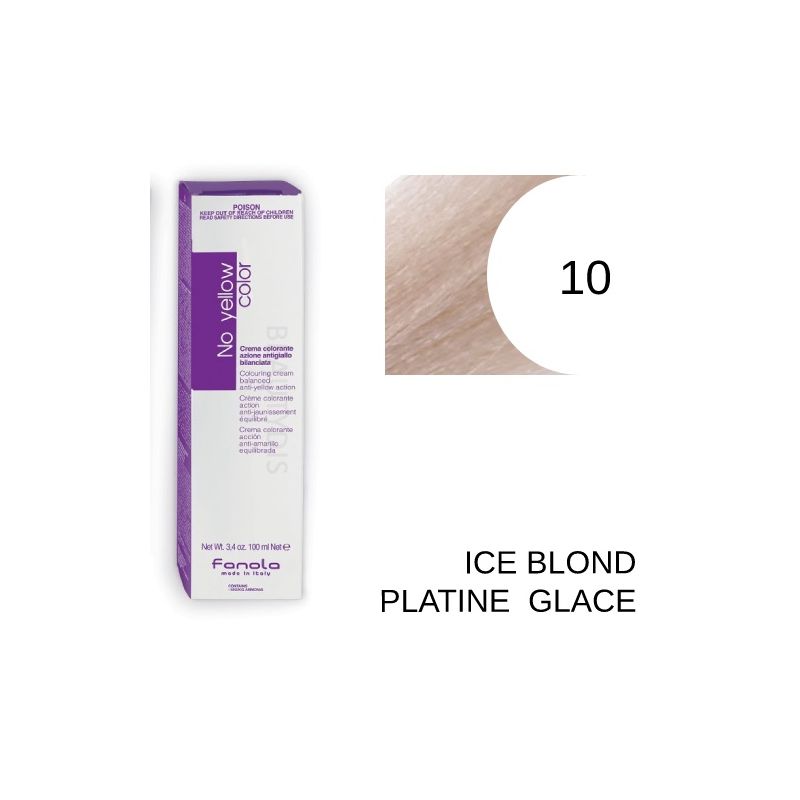 Coloration Permanente No Yellow Fanola 10 Ice blond platine glacé