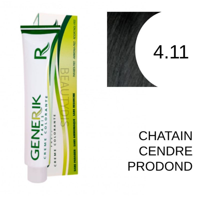 Coloration Generik sans ammoniaque 4,11 Chatain cendré profond