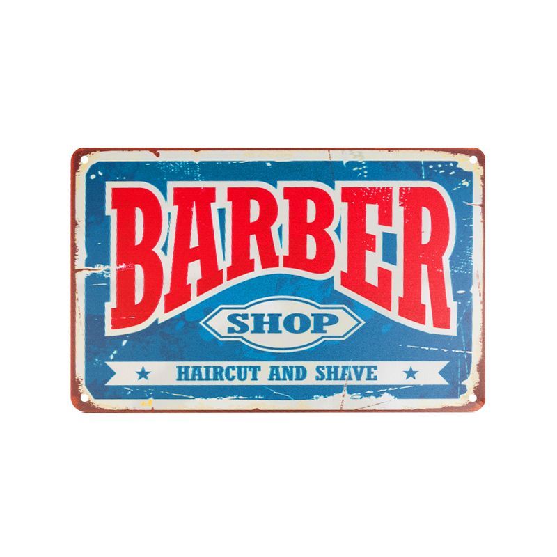 Plaque publicitaire métallique pour salon de barbier motif 006