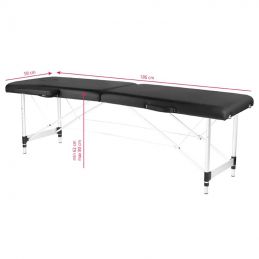 Table de massage pliante aluminium 2 segments noir