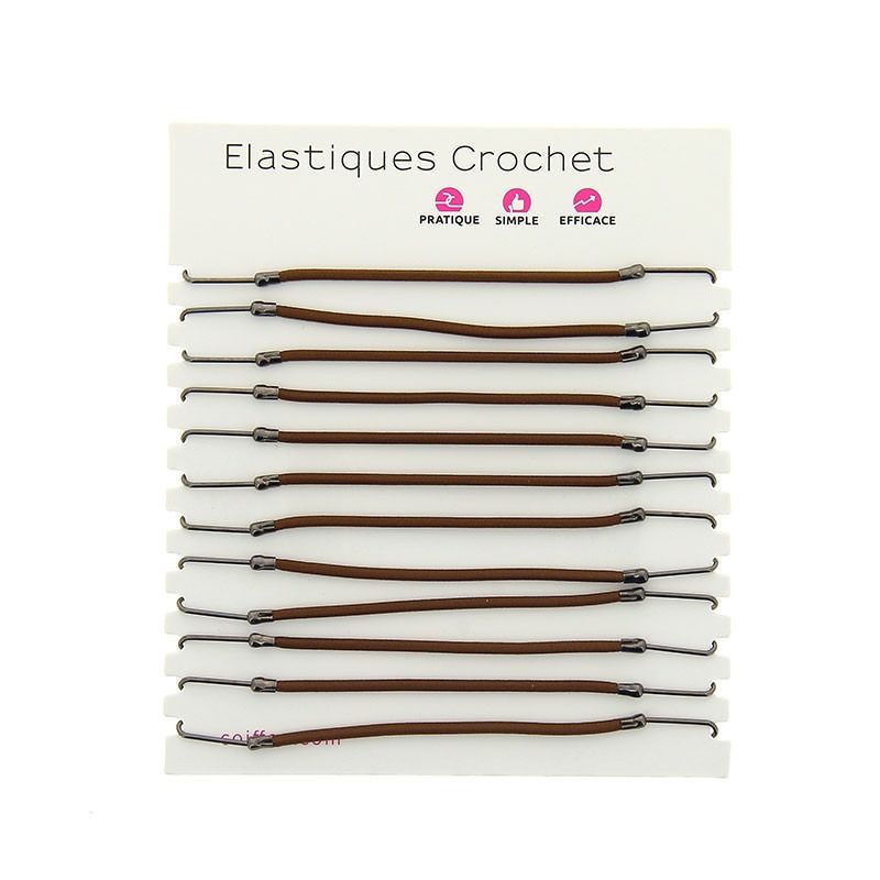 Elastique crochet chatain par 12 