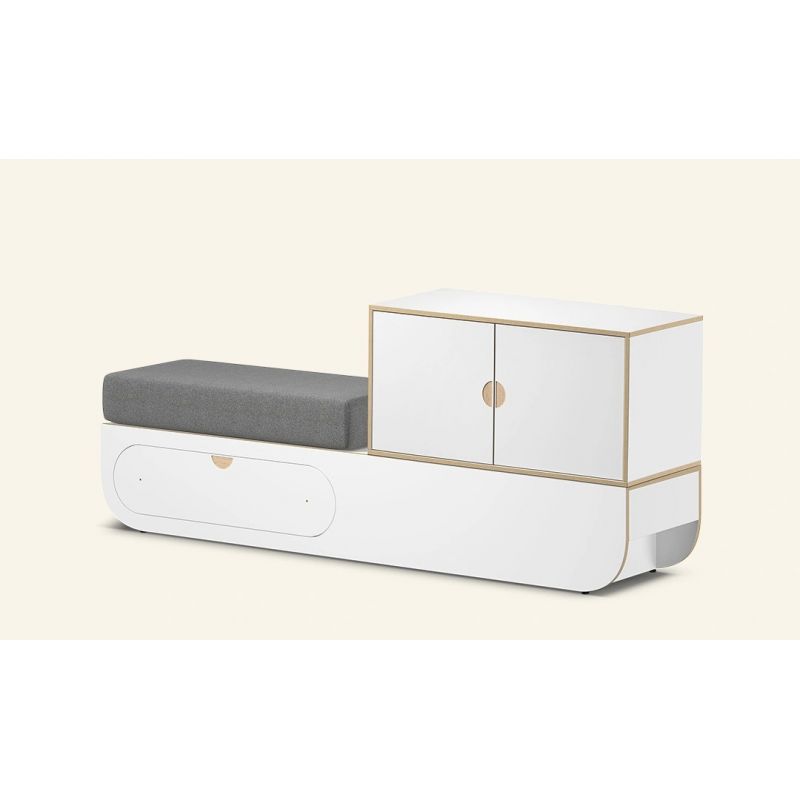 Banc d'accueil avec tiroir Aloria L Rangement blanc Banc d'accueil avec tiroir Aloria L Rangement blanc
