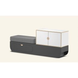 Banc d'accueil gris avec tiroir Aloria L Rangement