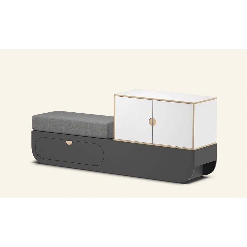 Banc d'accueil gris avec tiroir Aloria L Rangement Banc d'accueil gris avec tiroir Aloria L Rangement