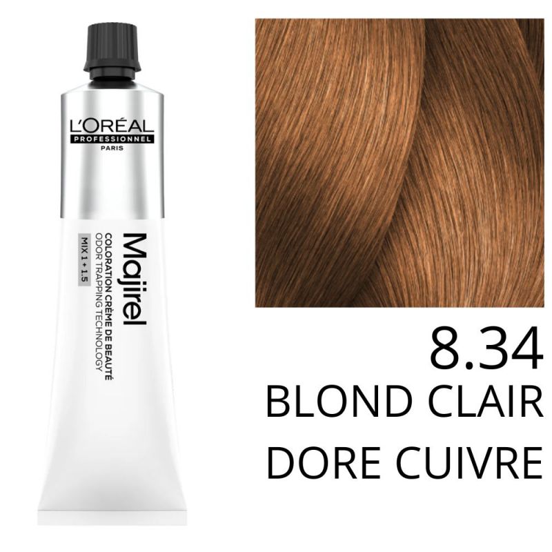 Coloration Majirel 8.34 Blond clair doré cuivré L'Oréal Professionnel