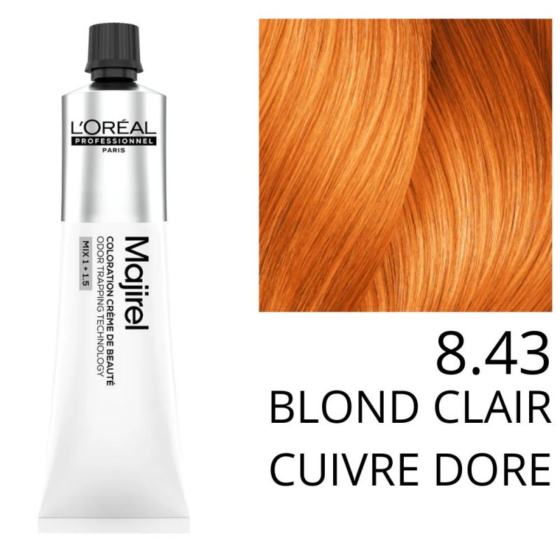 Coloration Majirel 8.43 Blond clair cuivré doré L'Oréal Professionnel