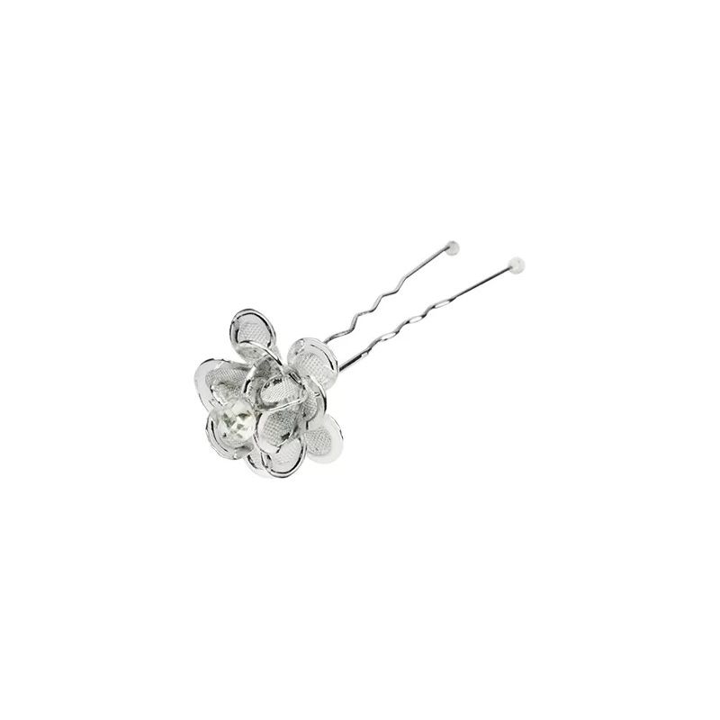Epingles cheveux flor strass argent x 5 Epingles cheveux flor strass argent x 5