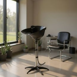 Bac lave tête noir coiffure sur pied avec douchette
