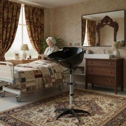 Bac lave tête noir coiffure avec pied