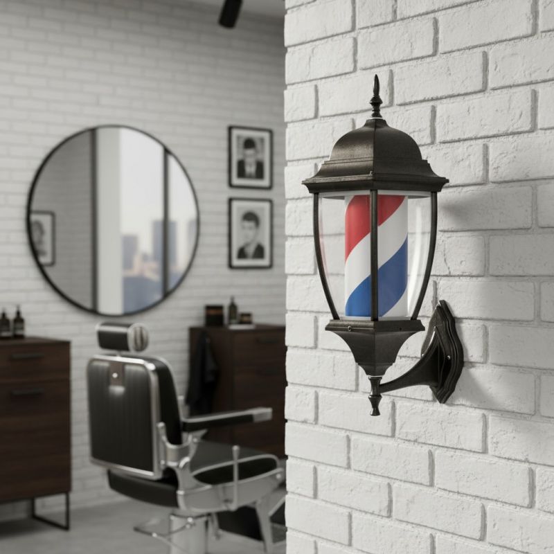 Enseigne Barbier lanterne noir