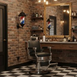 Enseigne Barbier lanterne noir