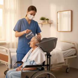 Bac lave tête gris coiffure sur pied avec sac