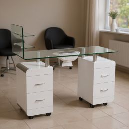 Table manucure Denver plateau verre