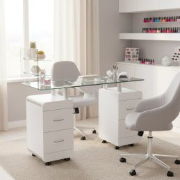 Table manucure Denver plateau verre