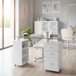 Table manucure Tucson plateau verre