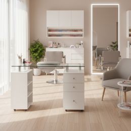 Table manucure Tucson plateau verre