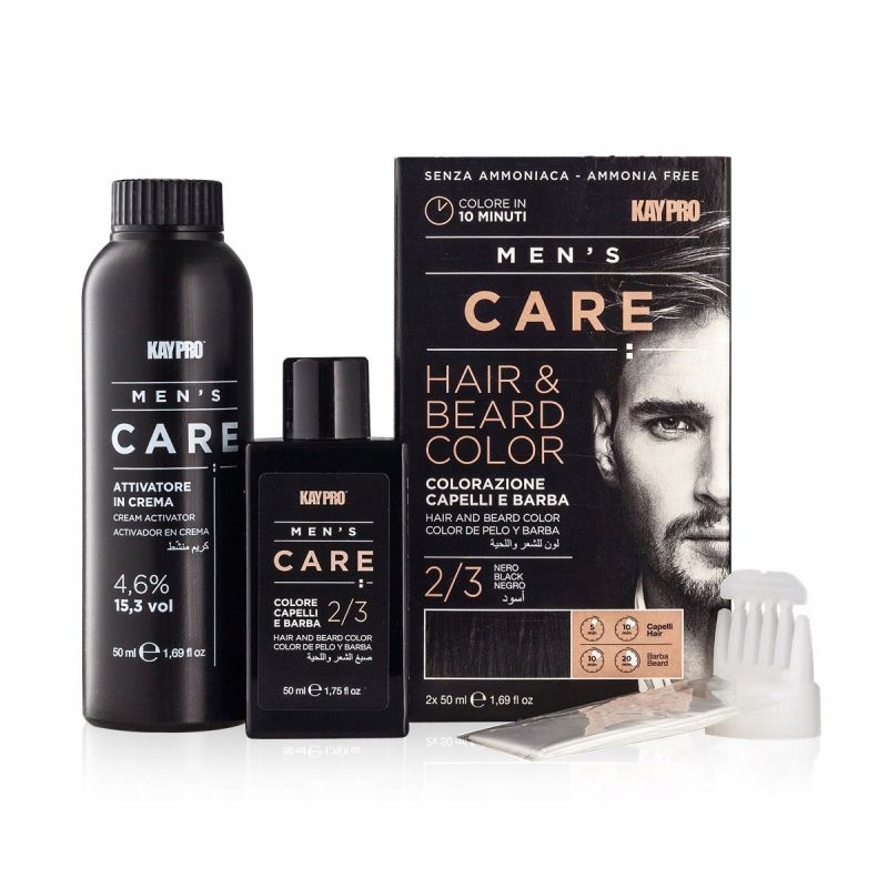 Kit Coloration Homme Cheveux et Barbe Noir