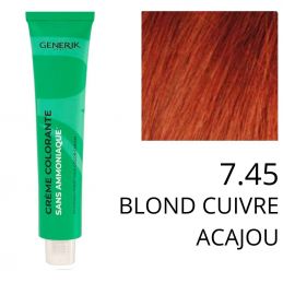 Coloration Generik sans ammoniaque 7,45 Blond cuivré acajou
