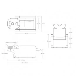 Bac shampooing ergonomique motorisé double commande avec cuve réglable