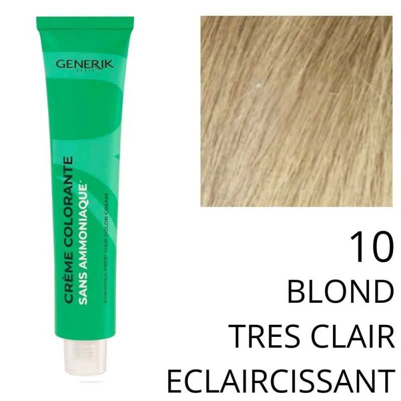 Coloration sans ammoniaque Generik 10 Blond très clair éclaircissant 180ml