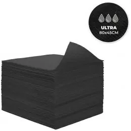 30 Serviettes jetables noires 80x45 ultra coiffure esthétique