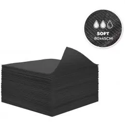 30 Serviettes jetables noires 80x45 soft coiffure esthétique