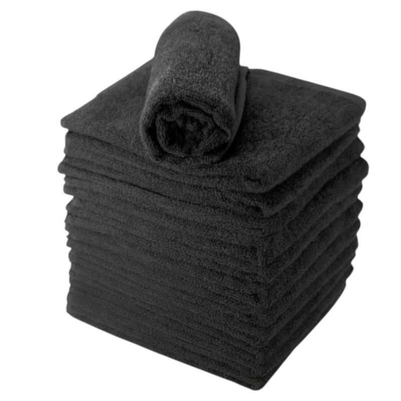 Serviette de coiffure noire 100% coton - Lot de 12 - 50x80 Serviette de coiffure noire 100% coton - Lot de 12 - 50x80