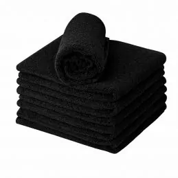 Serviette éponge coiffure noire 100% coton - Lot de 6 - 50x90