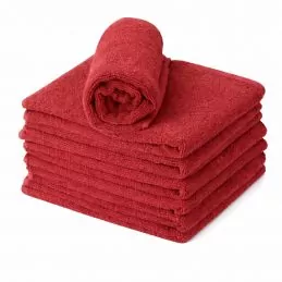Serviette éponge coiffure rouge 100% coton - Lot de 6 - 50x90