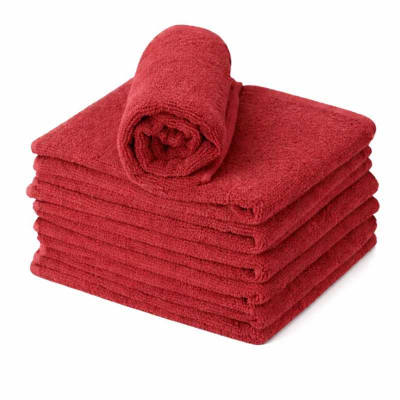 Serviette éponge coiffure rouge 100% coton - Lot de 6 - 50x90