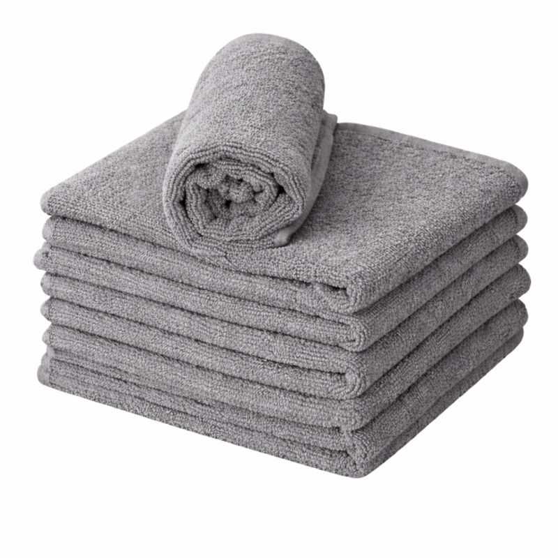 Serviette éponge coiffure gris 100% coton - Lot de 6 - 50x90