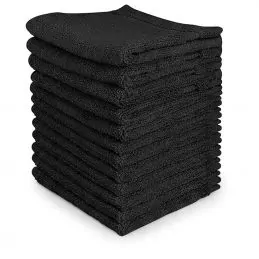 Serviette Barbier 100% Coton noir - Lot de 12 - 30x50