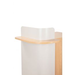 Comptoir accueil professionnel Cora avec espace exposant et rangement fermé