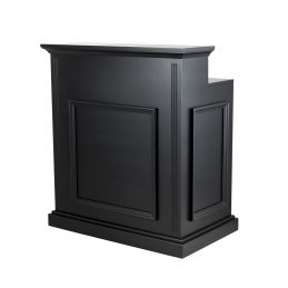 Comptoir d’accueil professionnel EARL bois noir avec rangement sécurisé