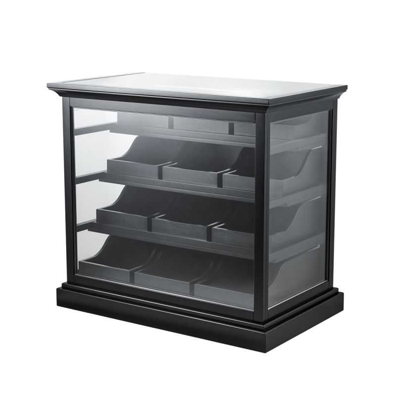 Comptoir d’accueil Reno avec vitrine professionnelle et rangement