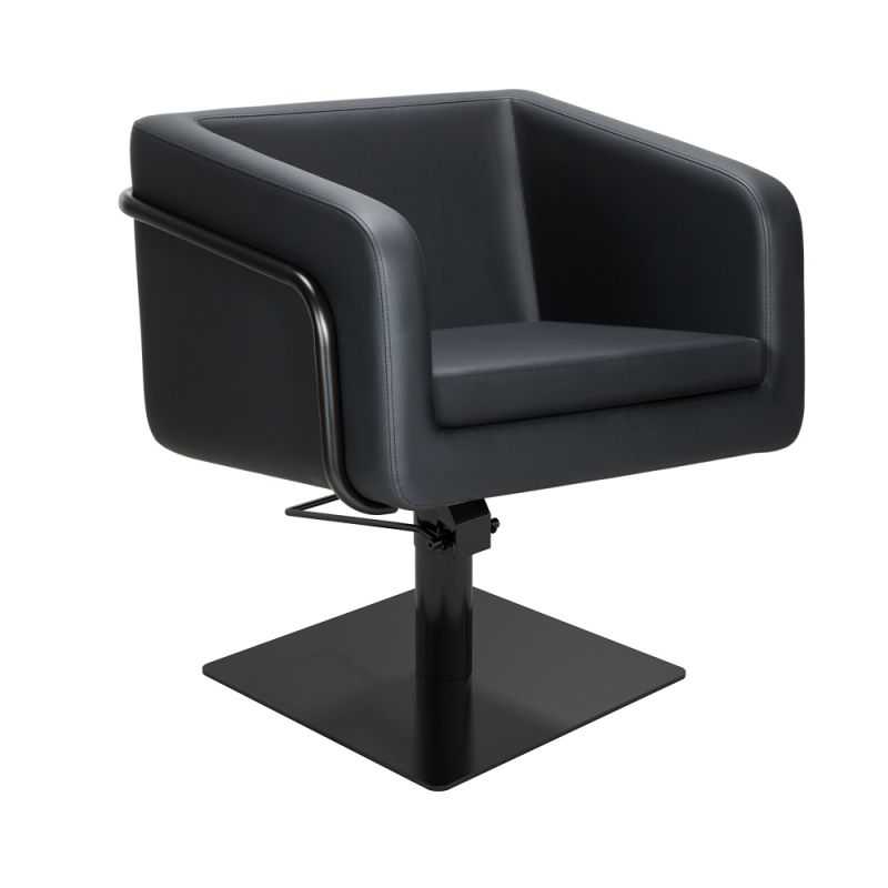 Fauteuil coiffure professionnel Egan avec pied carré inox noir Fauteuil coiffure professionnel Egan avec pied carré inox noir