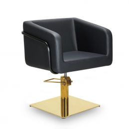 Fauteuil coiffure professionnel Egan avec pied carré inox doré